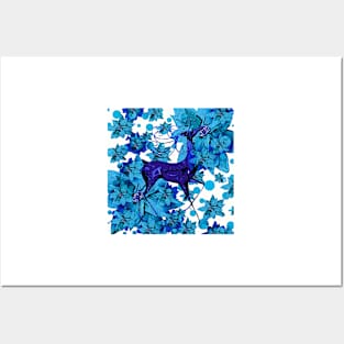 Reindeer Blue Posters and Art